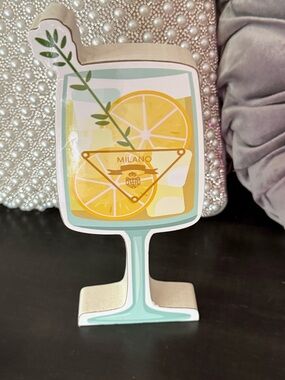 WOOD DECOR Decorative Lemon Cocktail Wooden Sign - Yellow & Mint